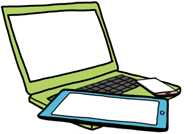 Ritad bild på dator surfplatta och mobil